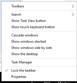 Context Menu Language Bar Windows 10