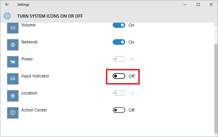 Input Indicator Windows 10