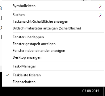 Kontextmenü Sprachleiste Windows 10