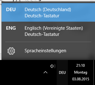 Sprachleiste Windows 10